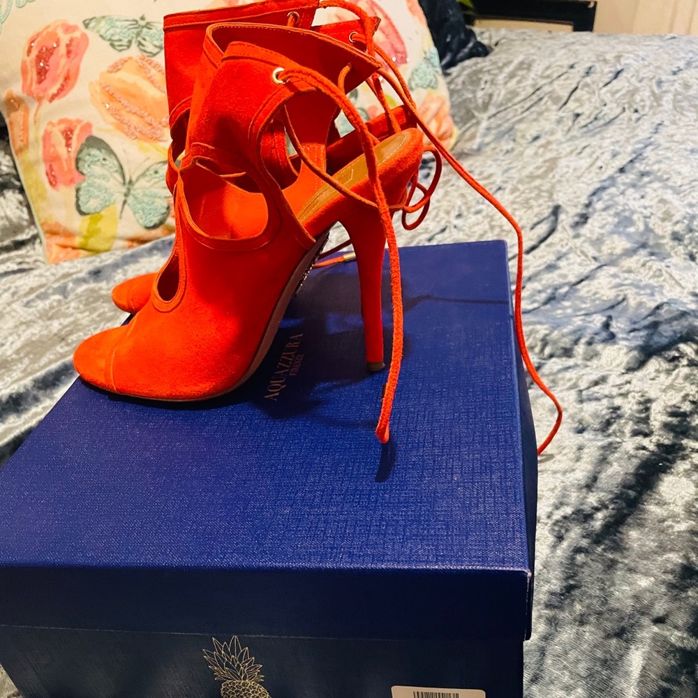Aquazzura suede sandals Size 6.5 box included